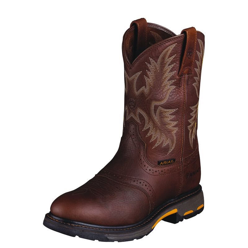 Ariat Workhog Pull-on Koyu Bakır Iş Ayakkabıları Erkek (40187-096)